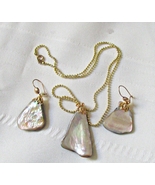 Vintage Mother of Pearl Pendant Necklace &amp; Earring Set  - $8.95