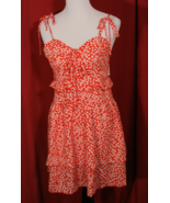 Simplee Red - Orange White Spaghetti Tie Strap Floral Ruffle Women’s Dre... - €12,14 EUR
