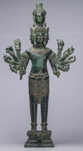 Antigüedad Khmer Estilo Bronce Bayon Standing Shiva Estatua &amp; Yoni - 59cm/61cm - $1,396.11