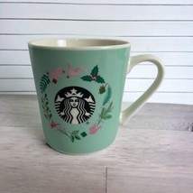 Starbuck  2019 Holiday Coffee Mug Aqua 18 oz Cup Christmas Holly Doves - £12.16 GBP