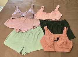 6 PC Lot Womens Ribbed Tank Bra’s~3 &amp; Ribbed Pull On Shorts~3 M/Colors Sz. L NEW - £29.98 GBP