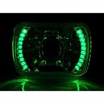 OCTANE LIGHTING 1-7X6 Green Led Halo Projector Halogen Crystal Headlight... - £23.35 GBP