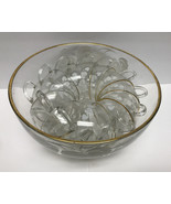 VTG 10&quot; Glass Punch Bowl &amp; 12 cups - £46.69 GBP