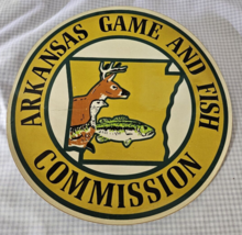 Vintage Arkansas Game And Fish Commission round logo STICKER EXTREMELY RARE - £193.81 GBP