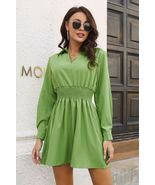 Johnny Collar Smocked Waist Long Sleeve Mini Dress - €26,66 EUR