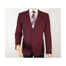 Men ZACCHI Velour Velveteen Hounds tooth Blazer Sport Coat DUANE 74526 Burgundy image 9