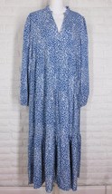 AFFECTION Tiered Boho Prairie Dress Blue White Abstract Animal Print New... - $74.24
