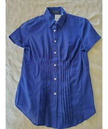 NWT Lauren Ralph Lauren Bright Blue Pleated Fitted Blouse Shirt Size Medium - £23.60 GBP