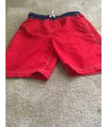 1pc Lands&#39; End Boys Red &amp; Blue Swim Shorts Trunks Attached Brief Liner S... - $35.89