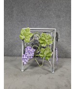 Vintage Metal Purple Grapes &amp; Leaves Home Plant Decor 6.5&quot; - $15.98