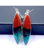 92.5 Silver Earring - Sonora Sunrise Cabochon Silver Earring Pair - 42x12mm - $75.00