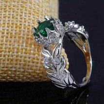 2.60Ct Round Cut Simulated  Emerald Engagement Ring  Gold Plated 925 Silver - £79.52 GBP
