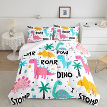 Girls Bedding Cartoon Dinosaur Comforter Set Twin Size,Cute Dinosaur Bedding Set - £66.33 GBP
