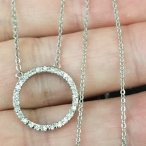 STERLING SILVER &amp; CUBIC ZIRCONIA necklace hoop circle ring 925 ESTATE SALE - $54.99