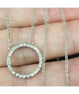 STERLING SILVER &amp; CUBIC ZIRCONIA necklace hoop circle ring 925 ESTATE SALE - €47,59 EUR