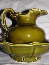 Vintage Mccoy Mini Green Wash B ASIN And Pitcher Excellent - £17.53 GBP