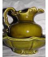 VINTAGE MCCOY MINI GREEN WASH BASIN AND PITCHER Excellent - £17.80 GBP