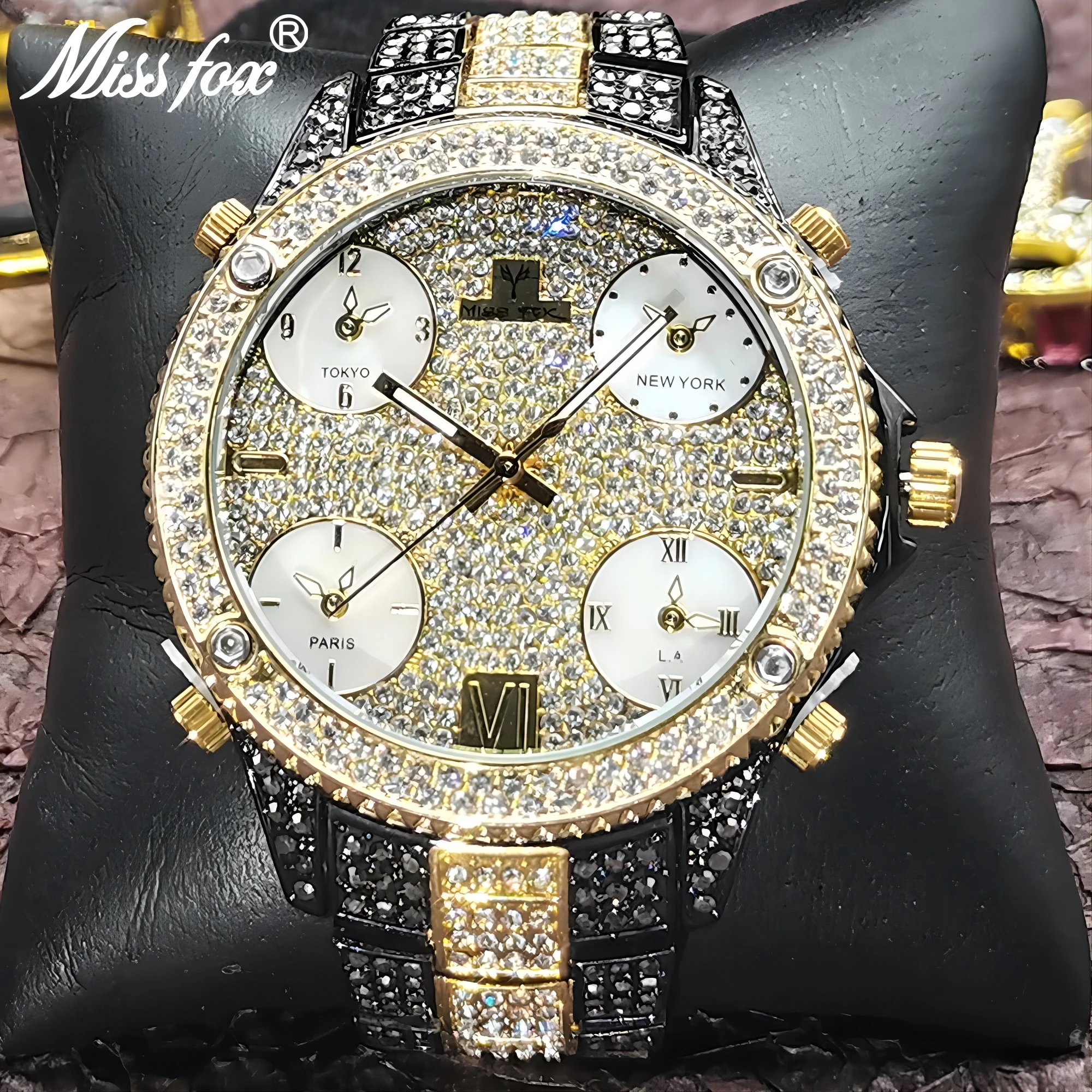 Hip Hop Top Brand Luxury Mens Watches Bling Iced Out Stainless Steel Bus... - $94.05