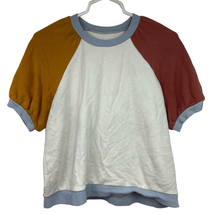 Madewell Puff Sleeve Sweatshirt Tee Shirt Colorblock Crew Neck Relax Fit Women S - £21.50 GBP