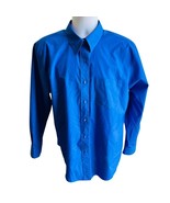 Foxcroft Blue Wrinkle Free Long Sleeve Button Down Shirt Womens 16 Preppy Y2K - $26.60