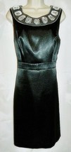 BCBG Max Azria Dress Grecian Jeweled Neck Satin Sleeveless Black size 8 - £23.61 GBP