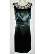 BCBG Max Azria Dress Grecian Jeweled Neck Satin Sleeveless Black size 8 - £23.75 GBP