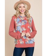 Floral Printed Contrast Hoodie With Relaxed Fit And Cuff Detail - $27.75
