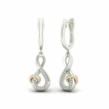14Kt Two Tone Gold Over 0.10 Ct Round Diamond Infinity Drop/Dangle Earrings - £66.25 GBP