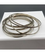 Silver Tone Bracelet Lot, Stackable Skinny Bangles to Wear and Share, Vi... - £37.29 GBP