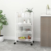 vidaXL 4-Tier Kitchen Trolley White 18.1&quot;x10.2&quot;x33.5&quot; Iron - $74.88