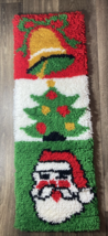 Completed Latch Hook Rug Wall Hanging Christmas Holiday Santa Bell Tree - $19.99