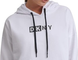 DKNY Womens Sport Logo Hooded Cotton Sweatshirt Size Small Color White - £61.29 GBP