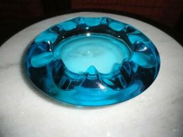 Adolph Matura Retro Sklo Onion , Czech ashtray light blue vintage glass 7" image 3