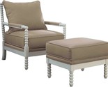 Hl32Co West Palm 2-Pc Fabric Accent Chair &amp; Ottoman Set In Beige/White - £852.12 GBP