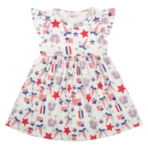 NWT Boutique Unicorn Patriotic 4th of July Americana White Girls Ruffle ... - £10.40 GBP