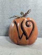 Kirkland&#39;s Monogram W Pumpkin LED Lighted Jack-O-Lantern Halloween 8&quot; Tall - $27.98