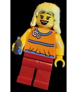 LEGO City Town Little Girl Orange Sweater Flower Necklace Mini Figure #t... - $5.99