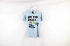 Vintage 80s Womens Size Small Spell Out Acid LSD Tab Rainbow T-Shirt Blue USA - £118.39 GBP