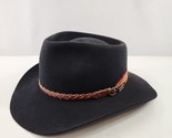 Akubra Stockman Fur Felt Hat Size 60 / 7 1/2 Feather Leather Band Made A... - £77.01 GBP