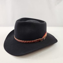 Akubra Stockman Fur Felt Hat Size 60 / 7 1/2 Feather Leather Band Made A... - £75.96 GBP