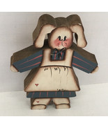 Vintage country farmhouse decor hand painted wood bunny rabbit figurine - $27.07 CAD