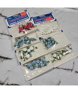 Vintage Offray Ribbon Roses Lot Of 7 Packs Blue White Pink Scrapbooking ... - £11.74 GBP