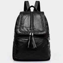 2022 Women&#39;s PU Leather Backpack School Bag Classic Black Waterproof Travel Mult - £21.35 GBP