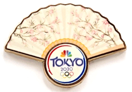 Tokyo 2020 Olympics NBC Pin Fan Shape Cherry Blossom Japan Honav USA Lic... - $275.86 MXN