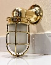 Indoor Outdoor Nautical Antique Brass Wall Mount Swan Light With White Glass - £107.21 GBP