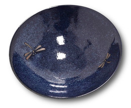 Japanese Blue Dragonfly Pasta Salad Soup Rice Ceramic Shallow Bowls Set ... - $58.99