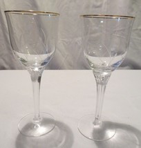 Pr WATERFORD MARQUIS MELODIA crystal etched w/ Gold Rim Wine Glass retir... - £35.59 GBP