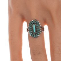 sz6 Vintage Zuni Needlepoint turquoise silver ring - £86.12 GBP