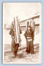 RPPC Myanmar Burma Workers Carrying Packs of Wood 1939 Postcard N7 - £30.98 GBP