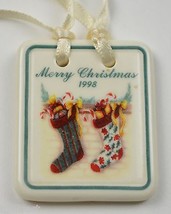 Longaberger Pottery Merry Christmas 1998 Tie-On Collectible Accesssory P... - $11.64